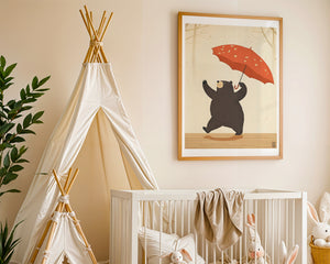 Bear With Umbrella Plakat