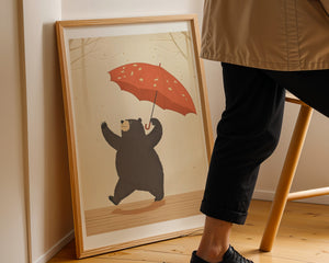 Bear With Umbrella Plakat