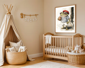 French Frog With Croissant Plakat