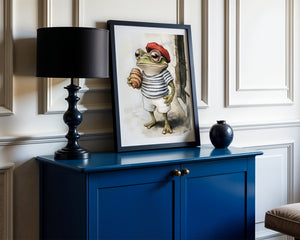 French Frog With Croissant Plakat