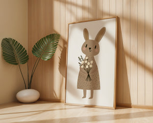 Bunny With Flowers Plakat