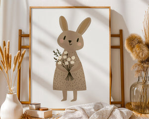 Bunny With Flowers Plakat