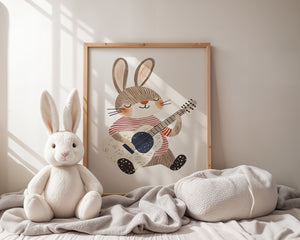 Sitting Bunny With Guitar Plakat