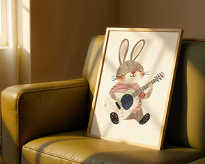 Sitting Bunny With Guitar Plakat