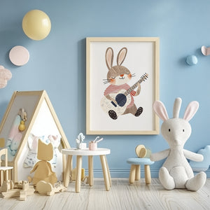 Sitting Bunny With Guitar Plakat
