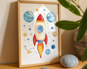 Rocket In Space Plakat