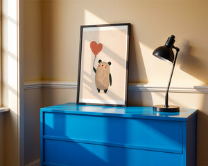 Bear With Heart Balloon Plakat