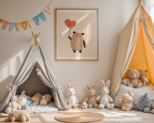 Bear With Heart Balloon Plakat