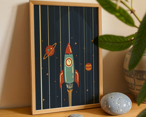 Retro Rocket Night Plakat