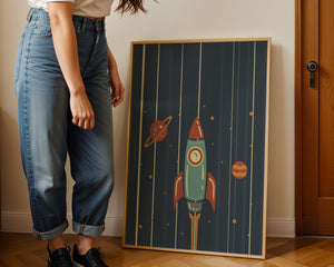 Retro Rocket Night Plakat