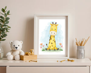 Watercolor Giraffe Friend Plakat