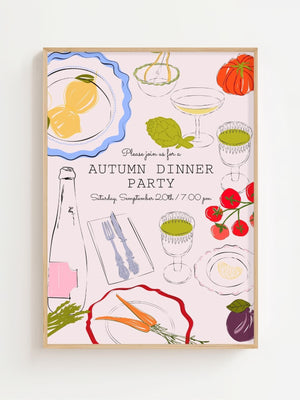 Autumn Dinner Party Plakat - 21 x 29.7 cm - Nellastore
