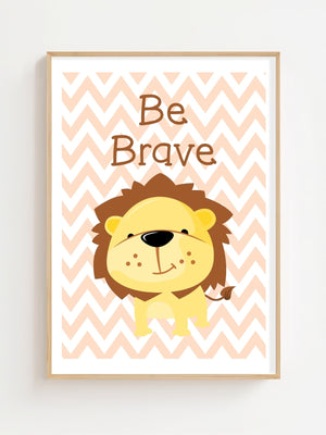 Be Brave Lion Plakat - 21 x 29.7 cm (A4) - Nellastore