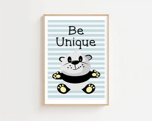 Be Unique Panda Plakat - 21 x 29.7 cm (A4) - Nellastore
