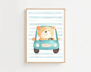Bear In Car Plakat - 21 x 29.7 cm (A4) - Nellastore