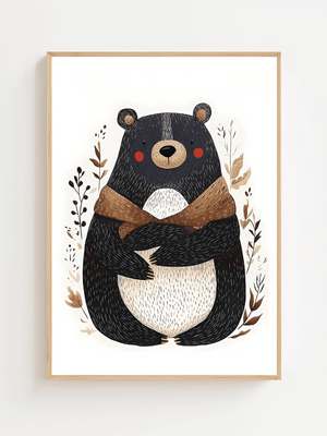 Bear With Scarf Plakat - 21 x 29.7 cm (A4) - Nellastore
