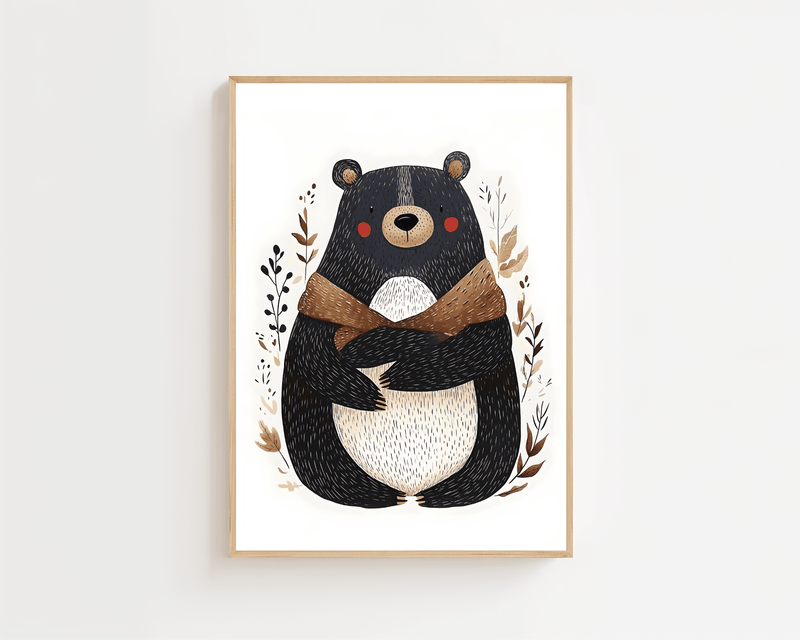 Bear With Scarf Plakat - 21 x 29.7 cm (A4) - Nellastore