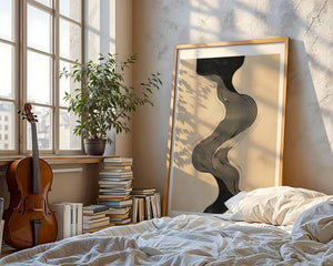 Beige Wave Lines Plakat - 21 x 29.7 cm (A4) - Nellastore
