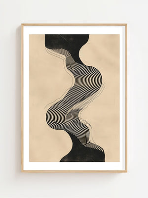 Beige Wave Lines Plakat - 21 x 29.7 cm (A4) - Nellastore
