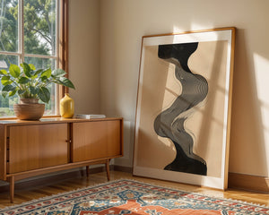 Beige Wave Lines Plakat - 21 x 29.7 cm (A4) - Nellastore