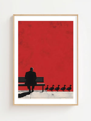 Bench And Ducks Plakat - 21 x 29.7 cm (A4) - Nellastore