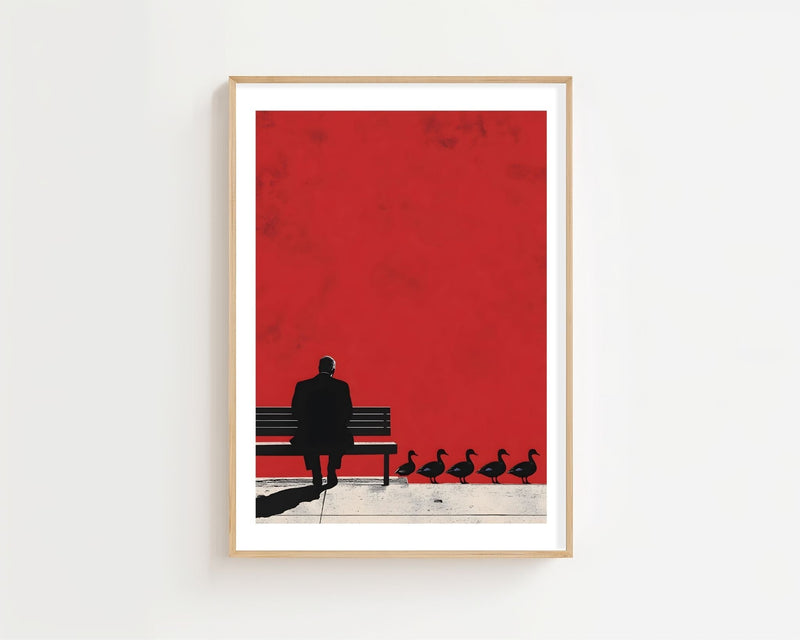 Bench And Ducks Plakat - 21 x 29.7 cm (A4) - Nellastore