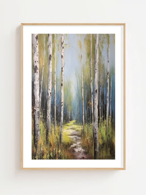 Birch Forest Path Plakat - 21 x 29.7 cm (A4) - Nellastore