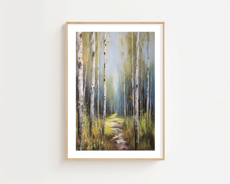 Birch Forest Path Plakat - 21 x 29.7 cm (A4) - Nellastore