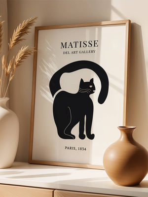 Black Arching Cat Plakat - 21 x 29.7 cm (A4) - Nellastore