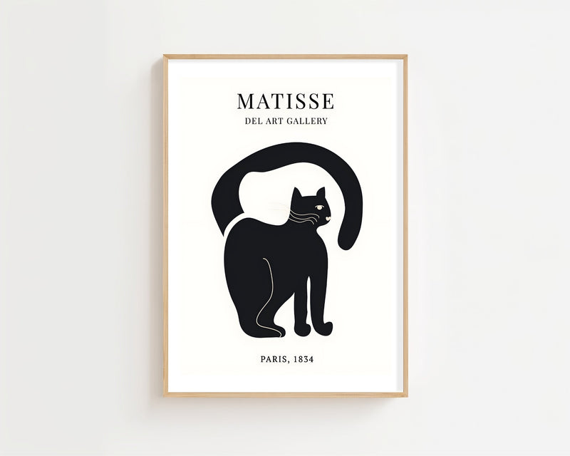 Black Arching Cat Plakat - 21 x 29.7 cm (A4) - Nellastore