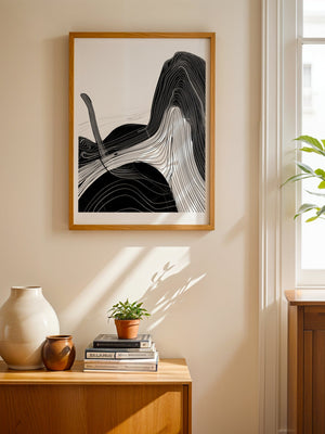 Black Flow Lines Plakat - 21 x 29.7 cm (A4) - Nellastore