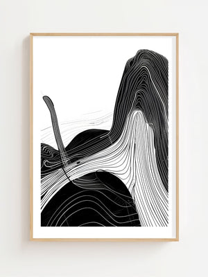 Black Flow Lines Plakat - 21 x 29.7 cm (A4) - Nellastore