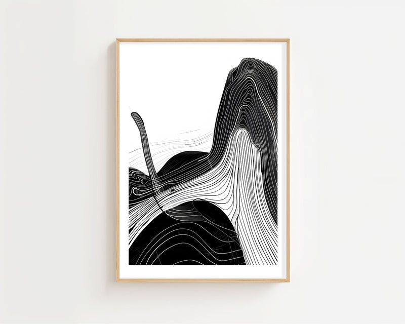 Black Flow Lines Plakat - 21 x 29.7 cm (A4) - Nellastore