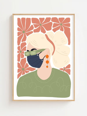 Blonde With Flowers Plakat - 21 x 29.7 cm - Nellastore
