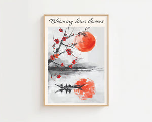 Blooming Lotus Flowers On A River Plakat - 21 x 29.7 cm (A4) - Nellastore