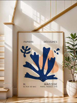 Blue And Peach Coral Plakat - 21 x 29.7 cm (A4) - Nellastore