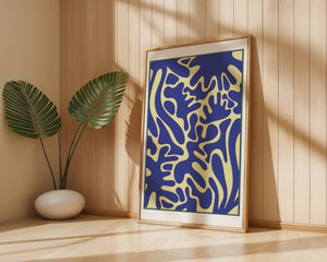 Blue And Yellow Pattern Plakat - 21 x 29.7 cm (A4) - Nellastore