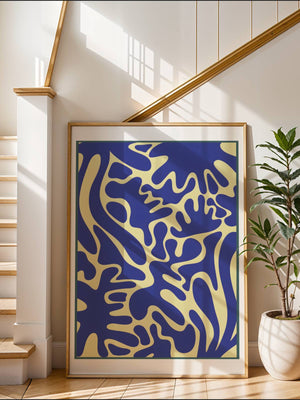 Blue And Yellow Pattern Plakat - 21 x 29.7 cm (A4) - Nellastore