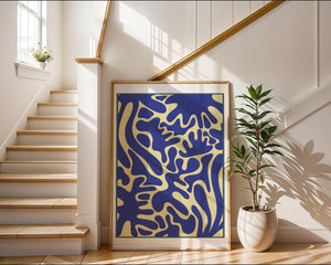 Blue And Yellow Pattern Plakat - 21 x 29.7 cm (A4) - Nellastore