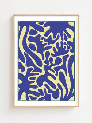 Blue And Yellow Pattern Plakat - 21 x 29.7 cm (A4) - Nellastore