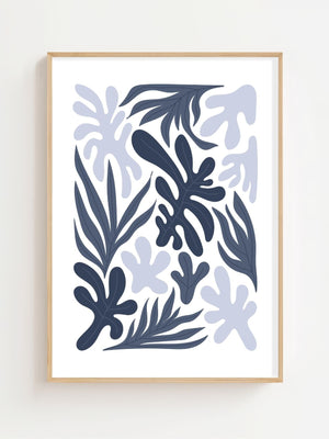 Blue Botanical Flow Plakat - 21 x 29.7 cm - Nellastore