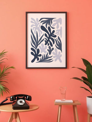 Blue Botanical Flow Plakat - 21 x 29.7 cm - Nellastore