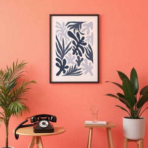 Blue Botanical Flow Plakat - 21 x 29.7 cm - Nellastore