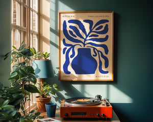 Blue Botanical Vase Plakat - 21 x 29.7 cm - Nellastore