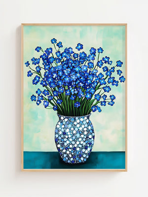 Blue Bouquet Vase Plakat - 21 x 29.7 cm (A4) - Nellastore