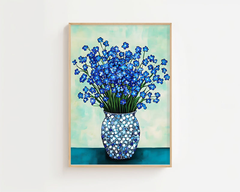Blue Bouquet Vase Plakat - 21 x 29.7 cm (A4) - Nellastore