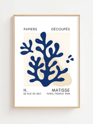 Blue Branching Coral Plakat - 21 x 29.7 cm (A4) - Nellastore