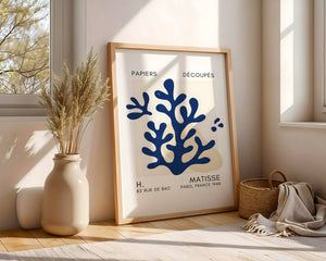 Blue Branching Coral Plakat - 21 x 29.7 cm (A4) - Nellastore