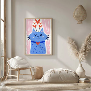 Blue Cat Bouquet Plakat - 21 x 29.7 cm - Nellastore