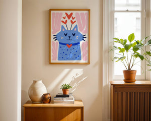 Blue Cat Bouquet Plakat - 21 x 29.7 cm - Nellastore